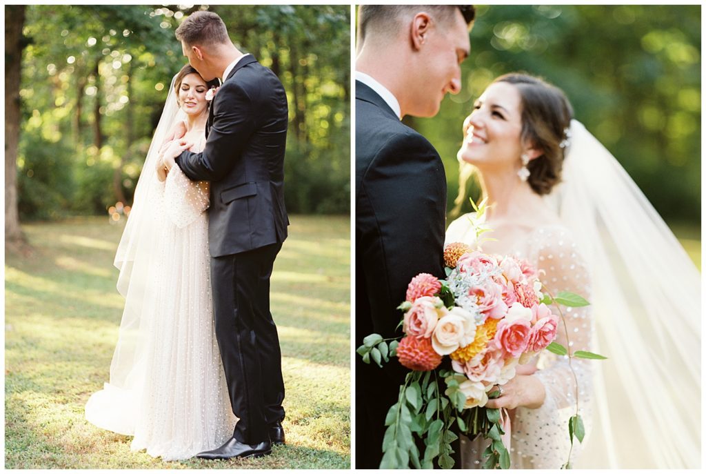 Glamorous, elegant bride and classic, black suited groom providing romantic inspiration for weddings in East Tennessee. Photos by Holly Michon Photography
