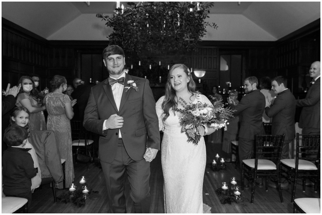 A small, elegant Asheville winter wedding at the historic, stone manor Homewood wedding venue in North Carolina. - Holly Michon Photography