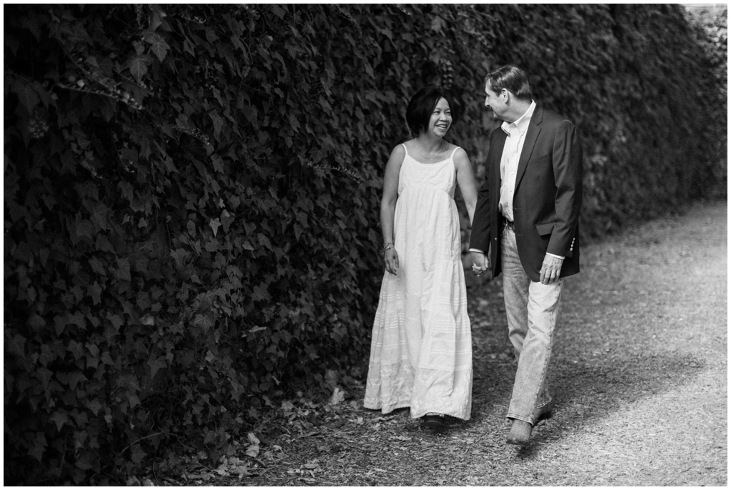 Classic black and white image from an engagement session at the Knoxville Botanical Gardens. Image by Holly Michon Photography