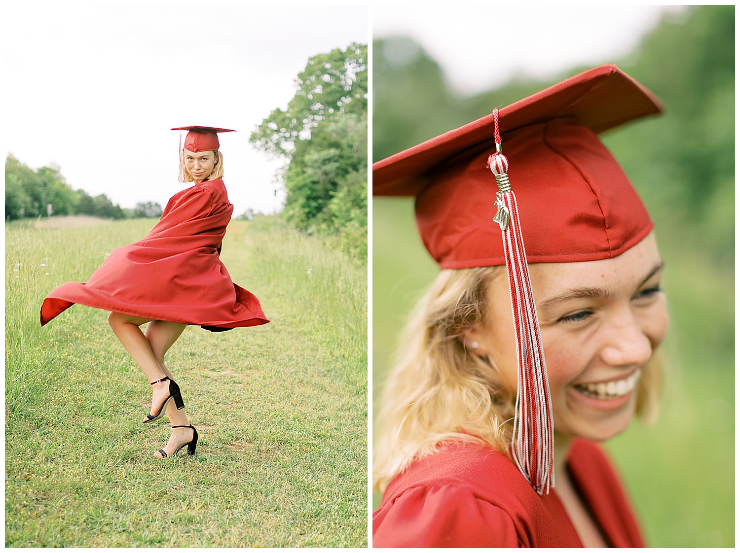 Knoxville, TN high school senior session graduation, robe, and hat photo by Holly Michon Photography