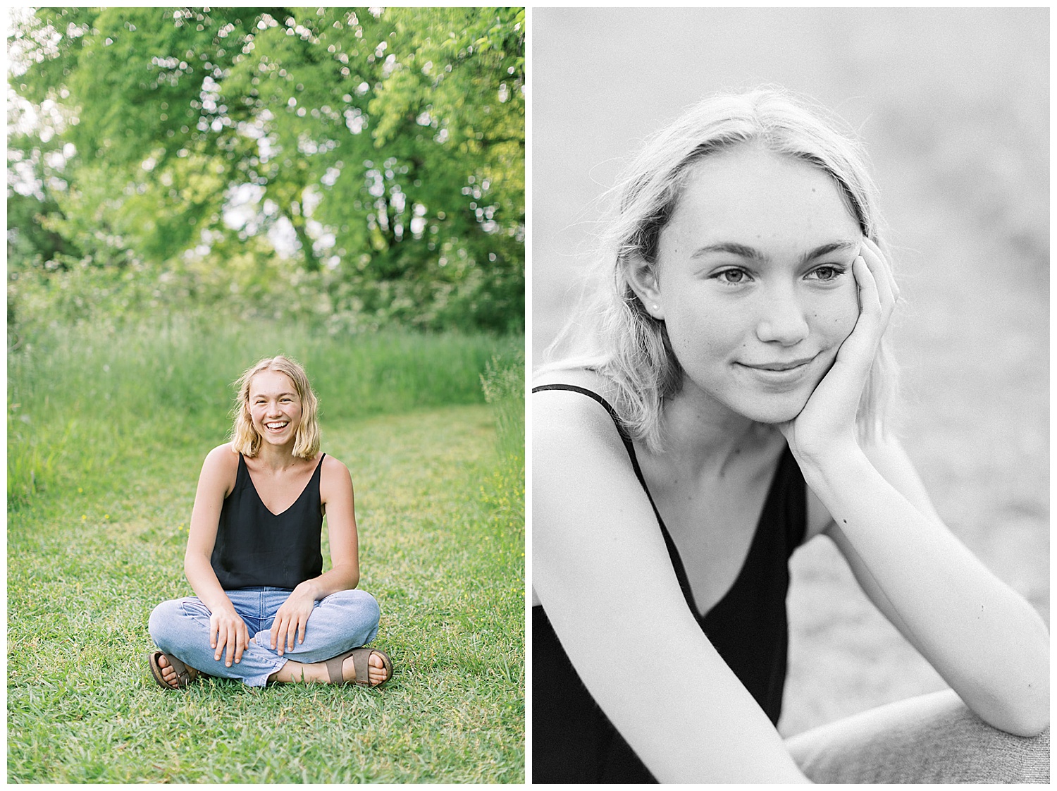Beautiful organic outdoor Seven Islands State Birding Park senior portrait session in the spring/summer. Image by Holly Michon Photography.