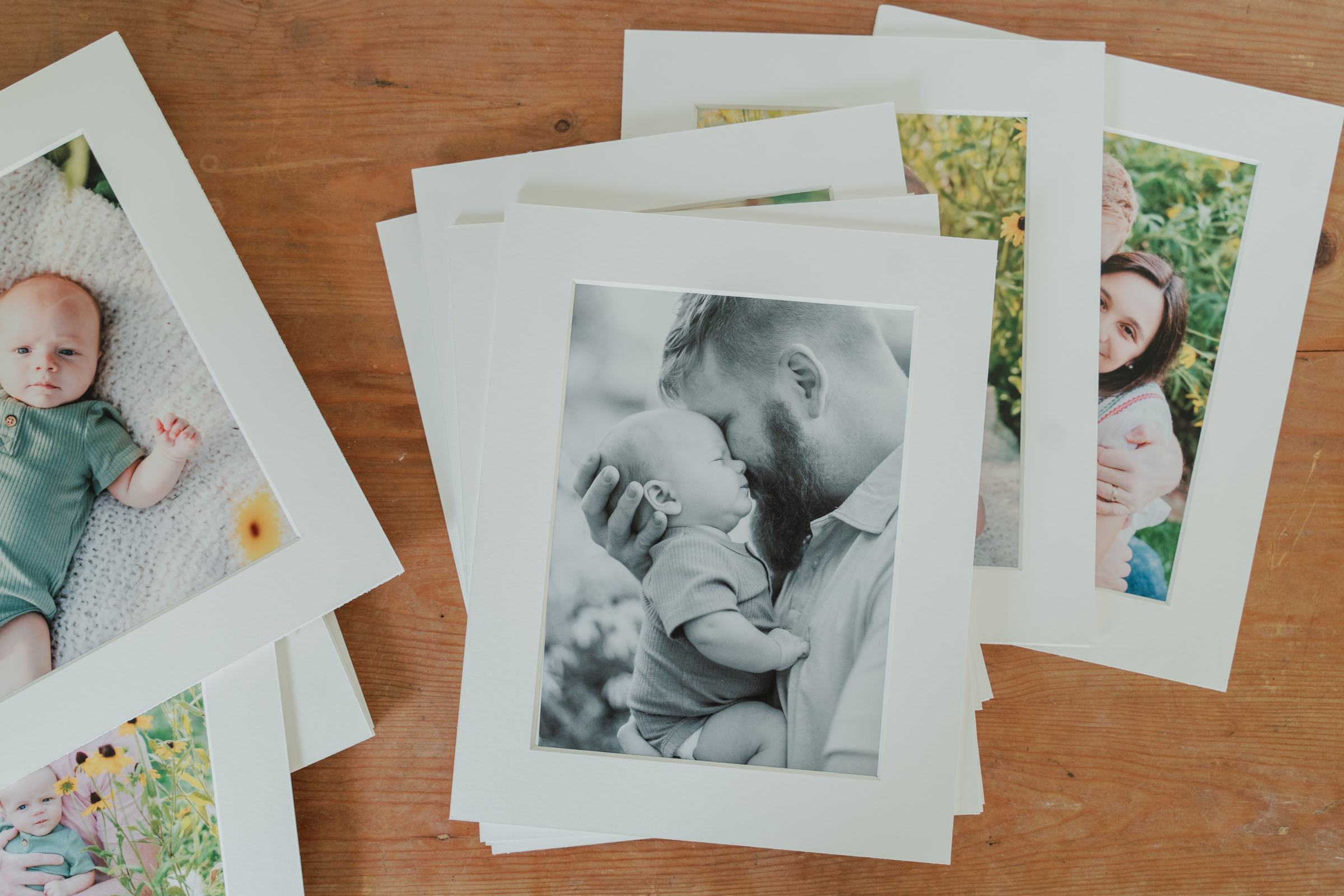 matted prints of family portraits by Holly Michon Photography