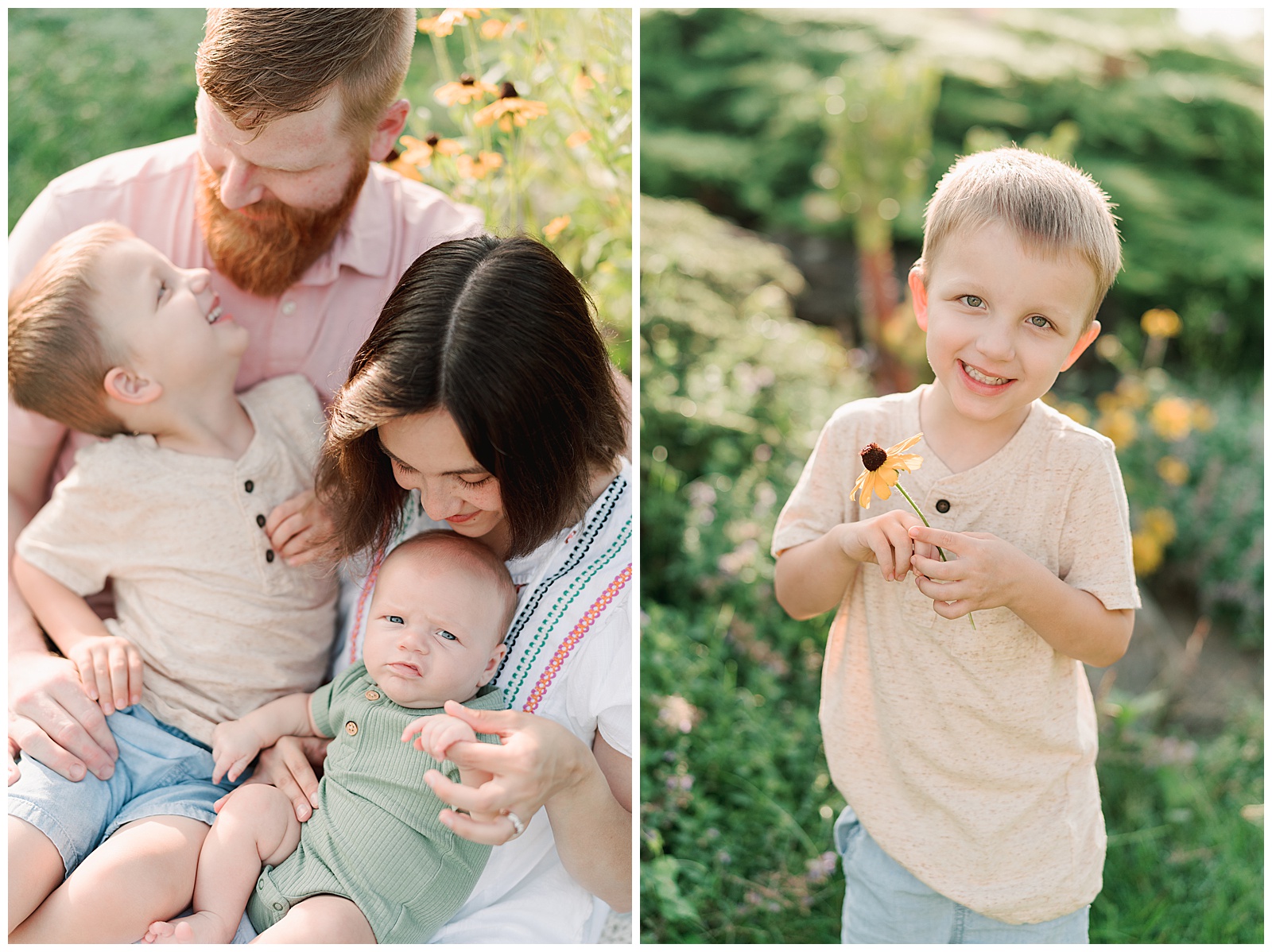 Vibrant summer family session at UT Gardens with beautiful family of four.