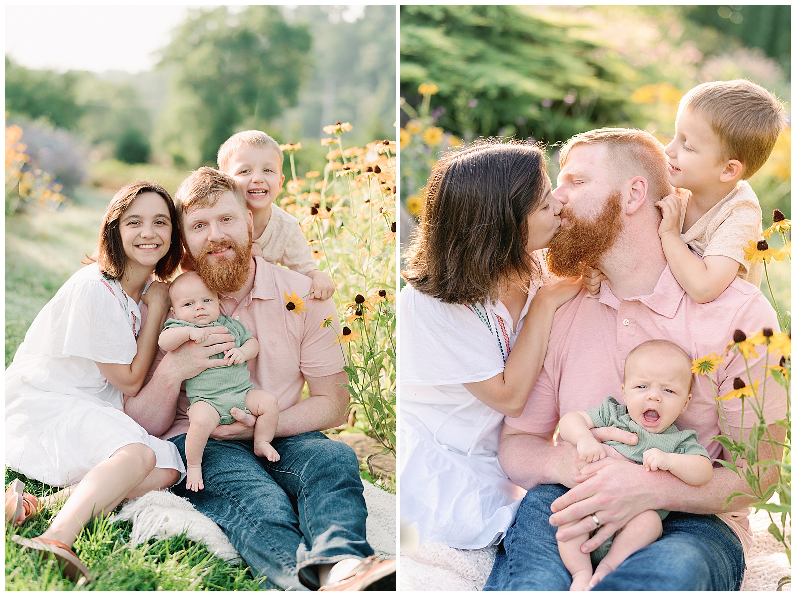 Vibrant summer family session at UT Gardens with beautiful family of four.