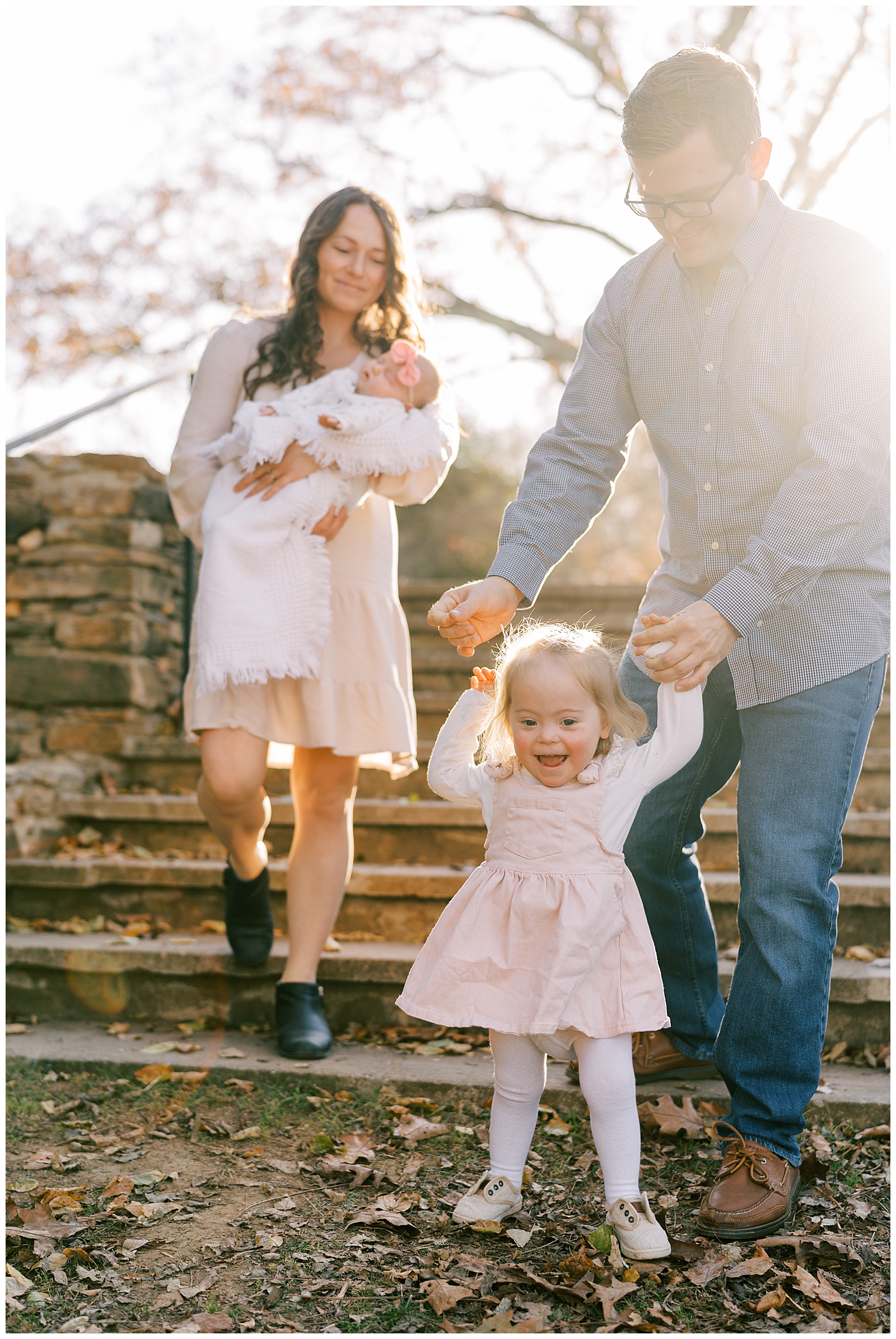 Vibrant autumn family session with family of four in Knoxville, TN.