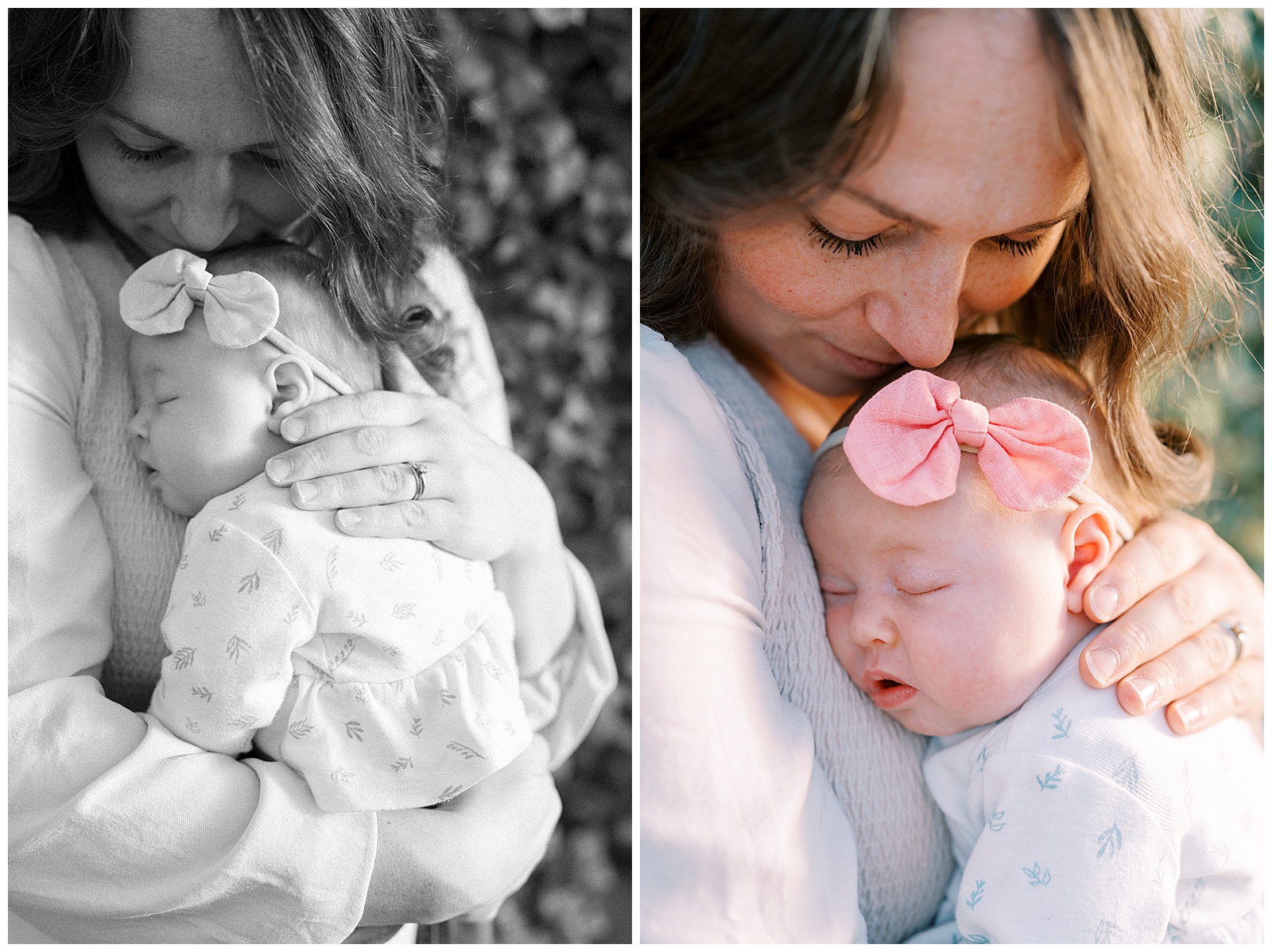 Mom holds daughter in vibrant Knoxville Botanical Gardens for photo session.