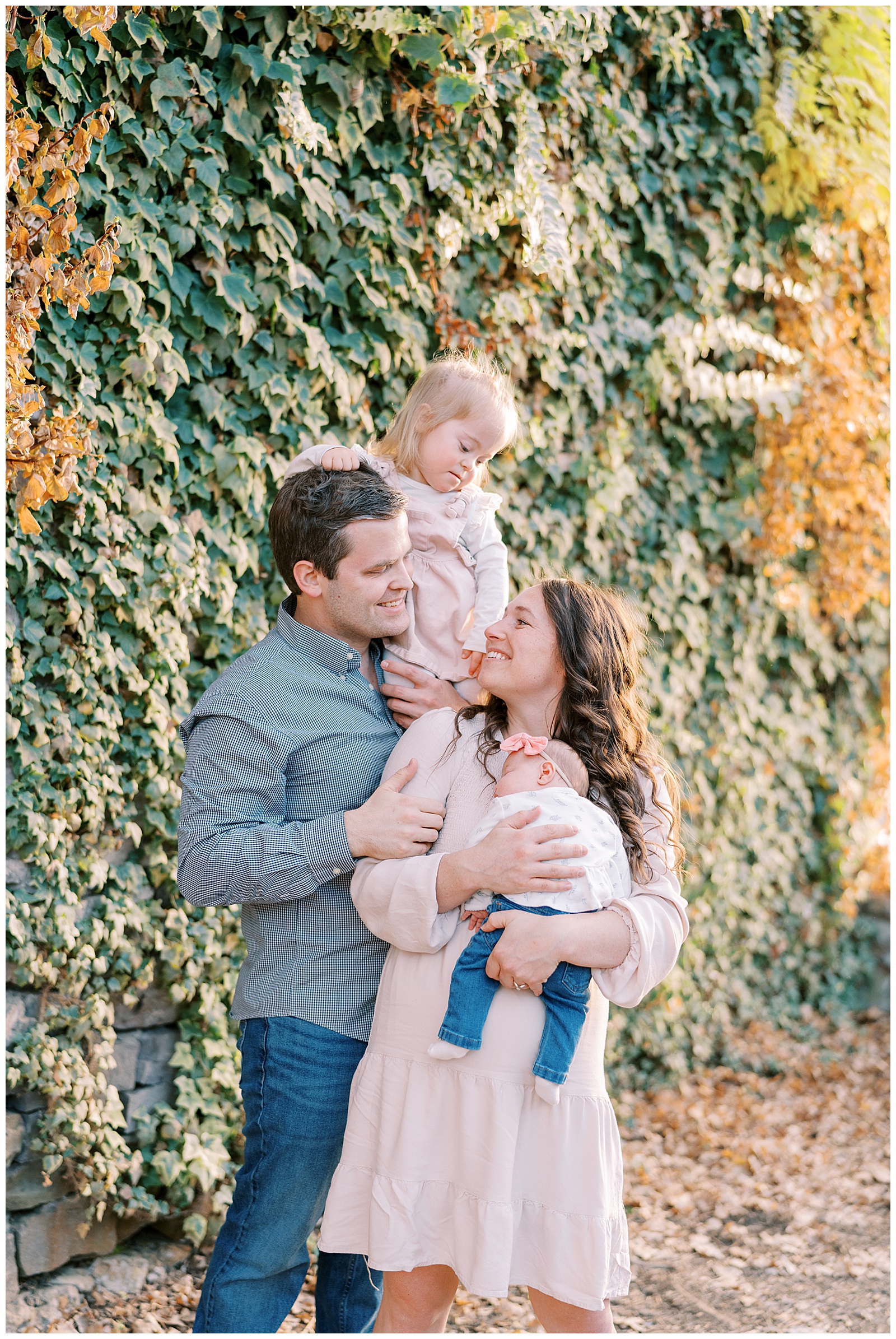 Vibrant autumn family session with family of four in Knoxville, TN.