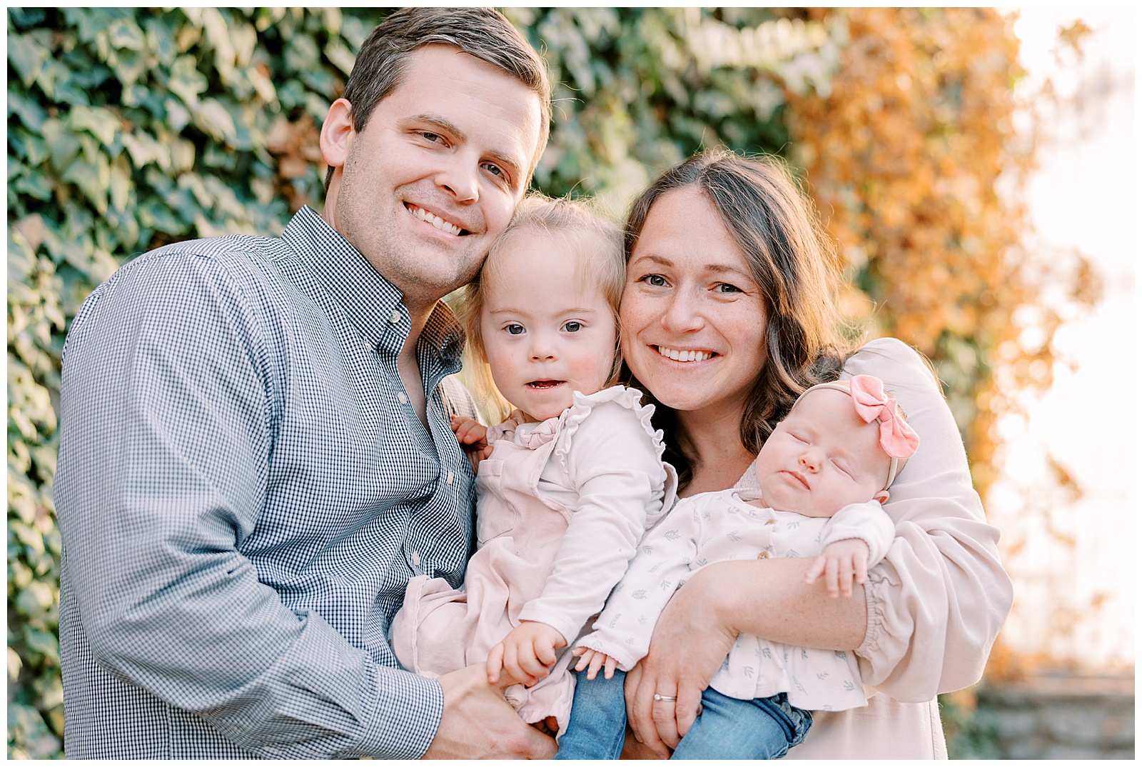 Vibrant autumn family session with family of four in Knoxville, TN.