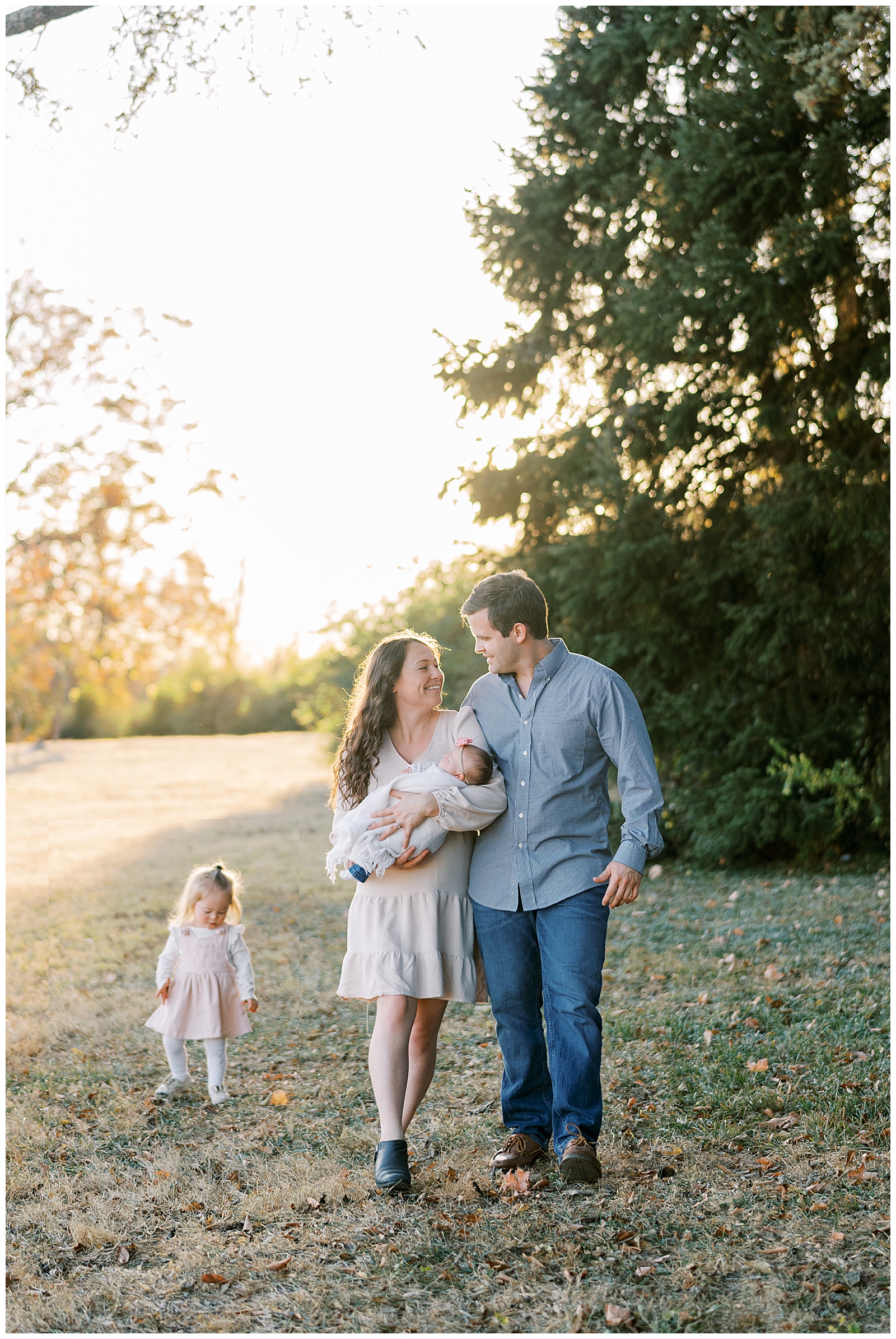 Vibrant autumn family session with family of four in Knoxville, TN.