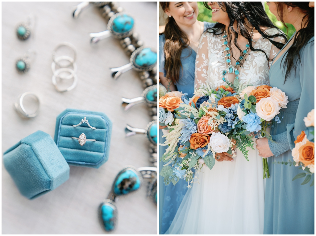 Bride smiling with bridesmaids in sentimental Knoxville wedding.