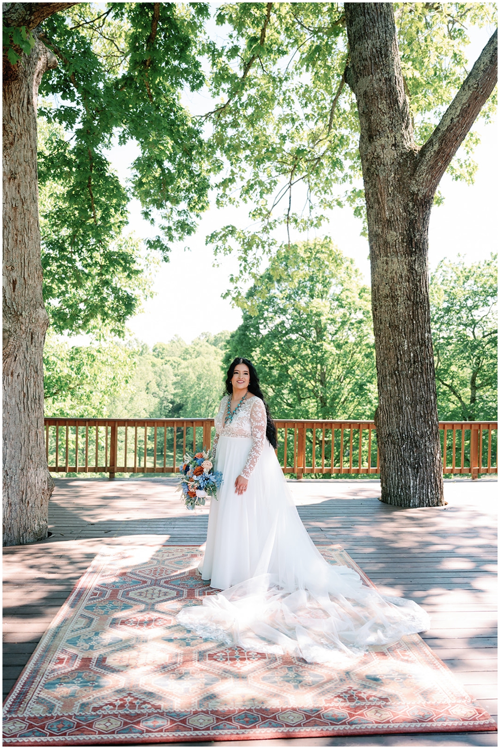 Bride looks stunning in bright and colorful image in Knoxville wedding.