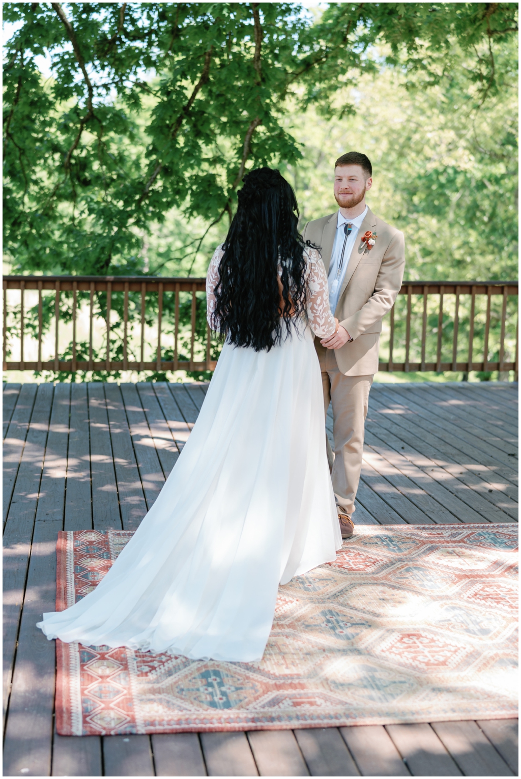 Bride and groom share sweet moment together in sentimental East Tennessee wedding.