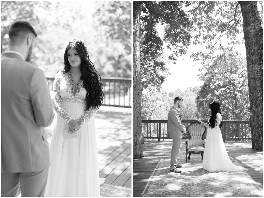 Bride and groom read each other vows in sentimental Knoxville wedding.