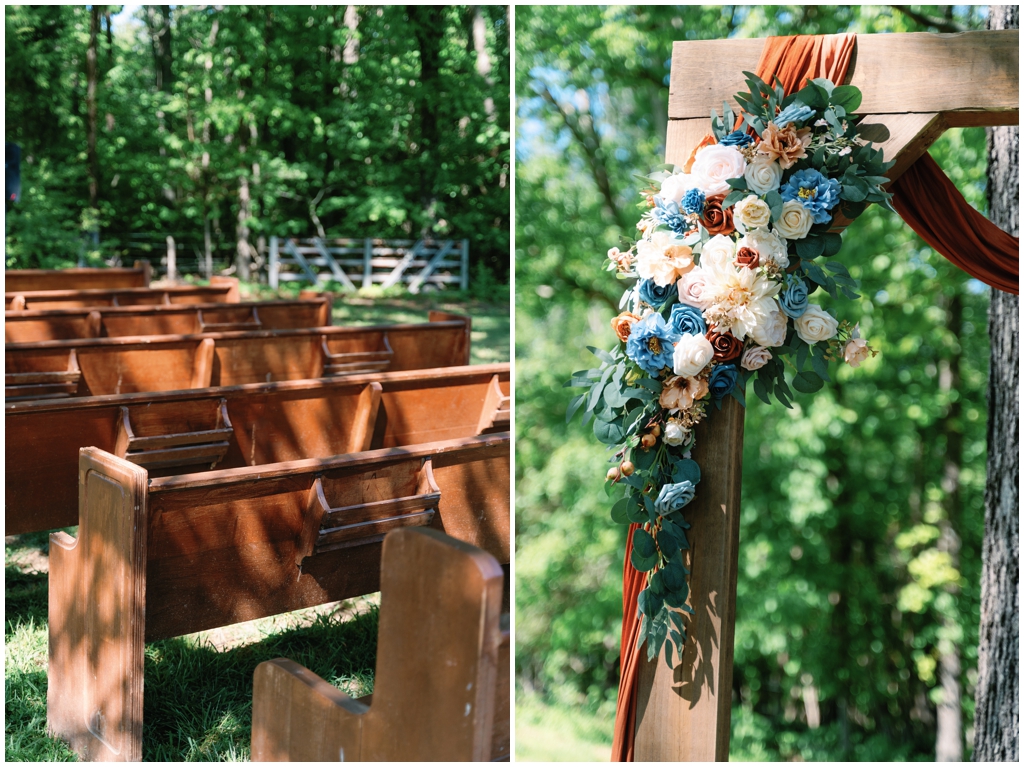 Detail shots of venue in sentimental Knoxville spring wedding.