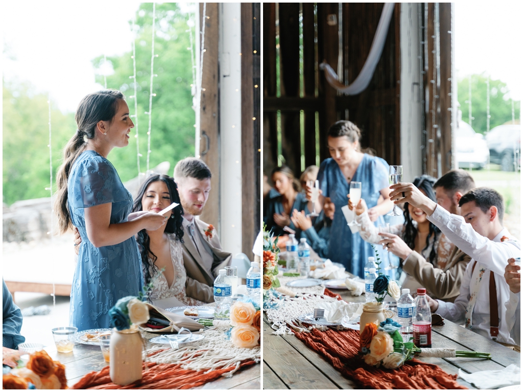 Maid of honor shares speech at sentimental Knoxville, TN wedding. 