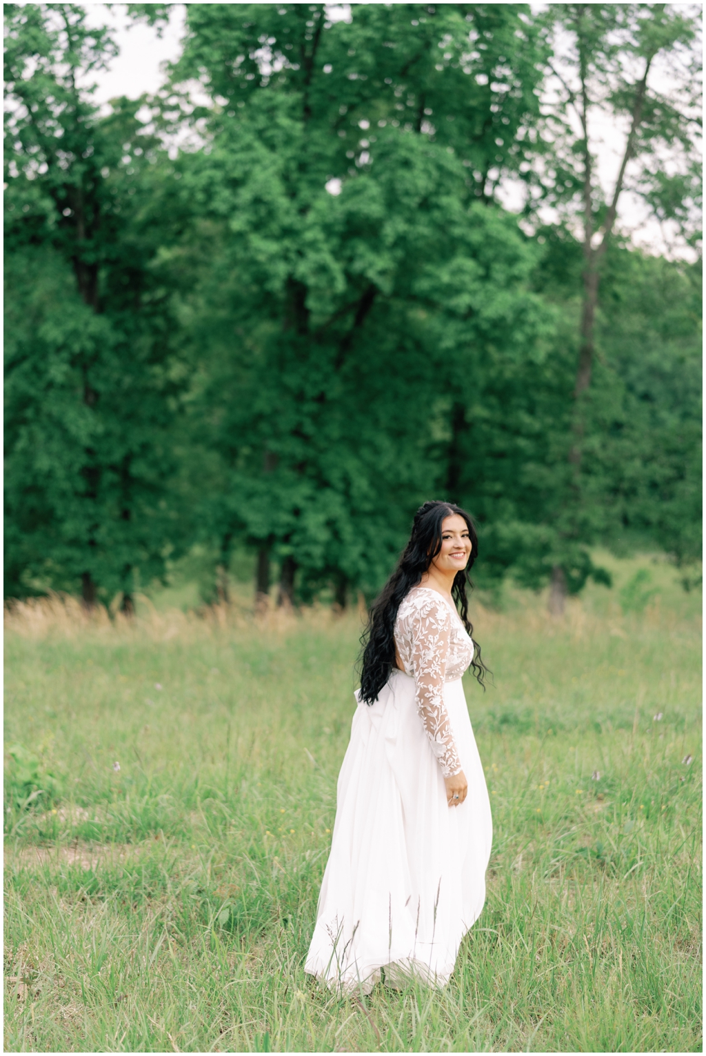 Bridal portrait of stunning bride in nature during sentimental and colorful Knoxville wedding. 