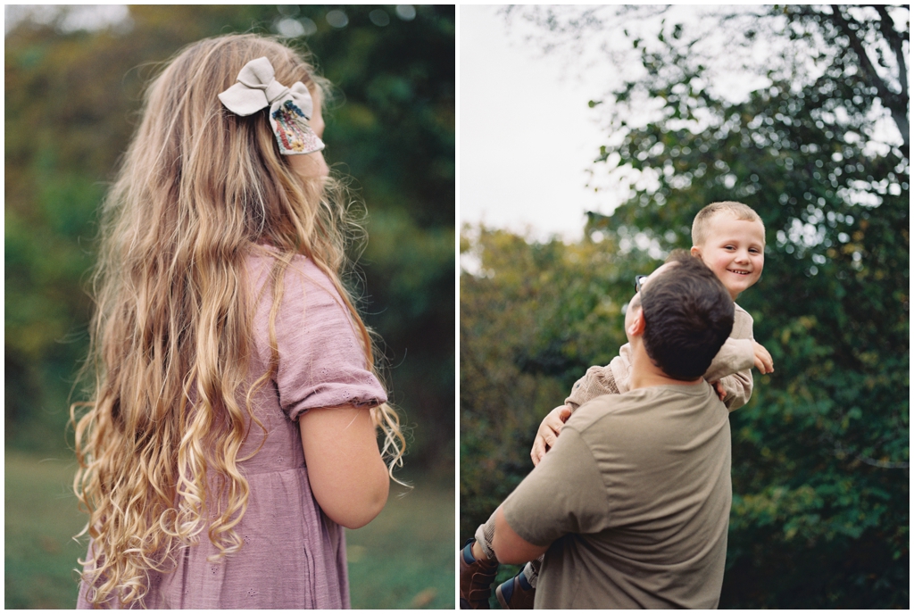 Dad and son play together during down-to-earth family fall session in Knoxville, TN.