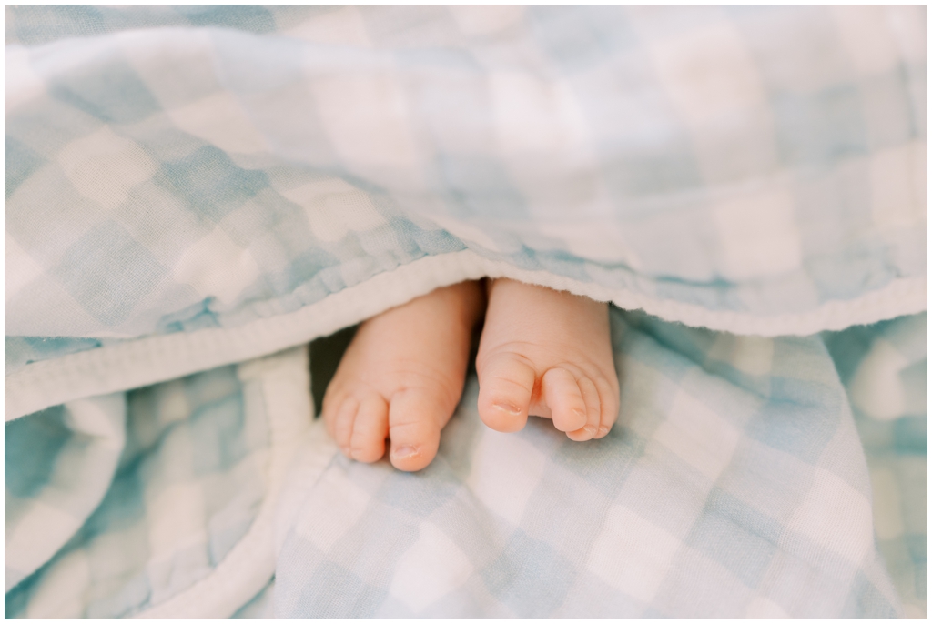 Detail images of newborn during quaint and intimate newborn session in Knoxville, TN.