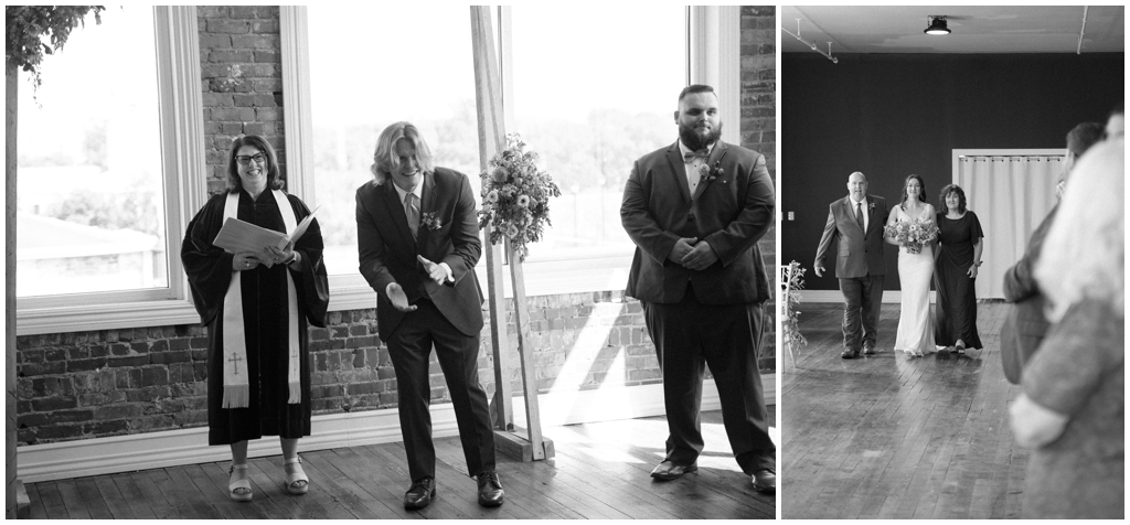 Black and white image of classy and romantic wedding ceremony in Maryville, TN.