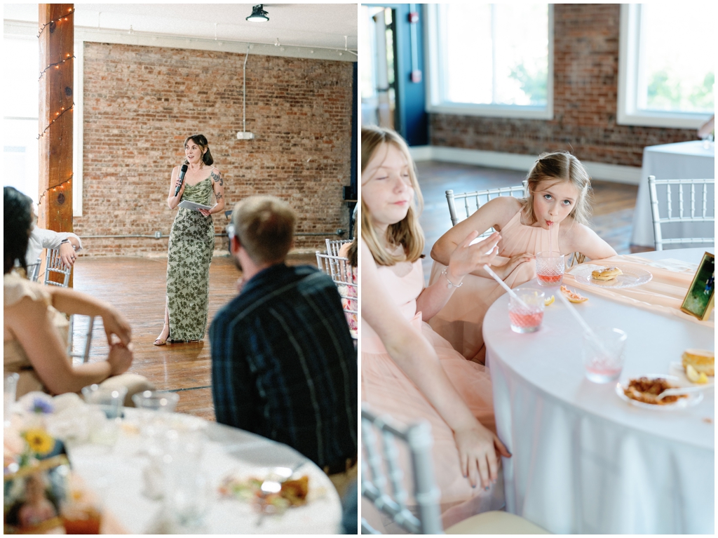 Maid of honor gives speech during wedding reception at Skyview venue in Maryville TN.