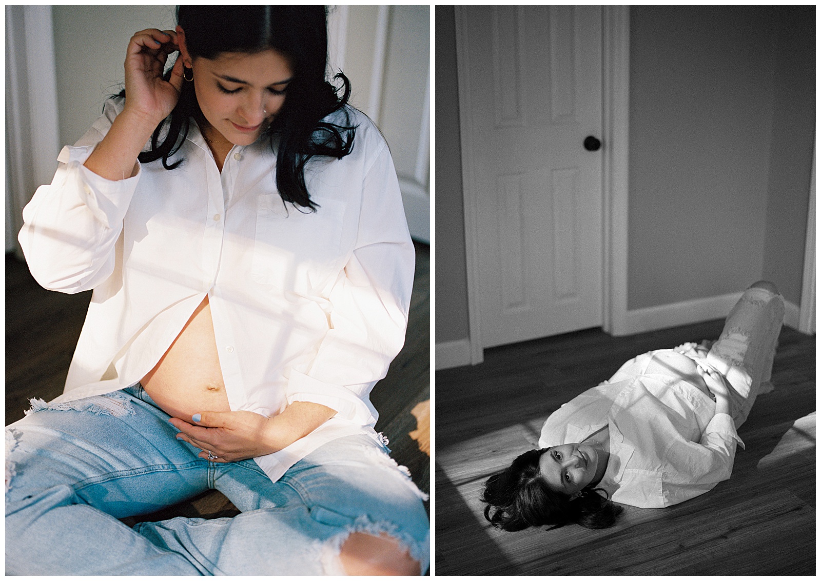 New mom poses for beautiful images during Knoxville maternity session.