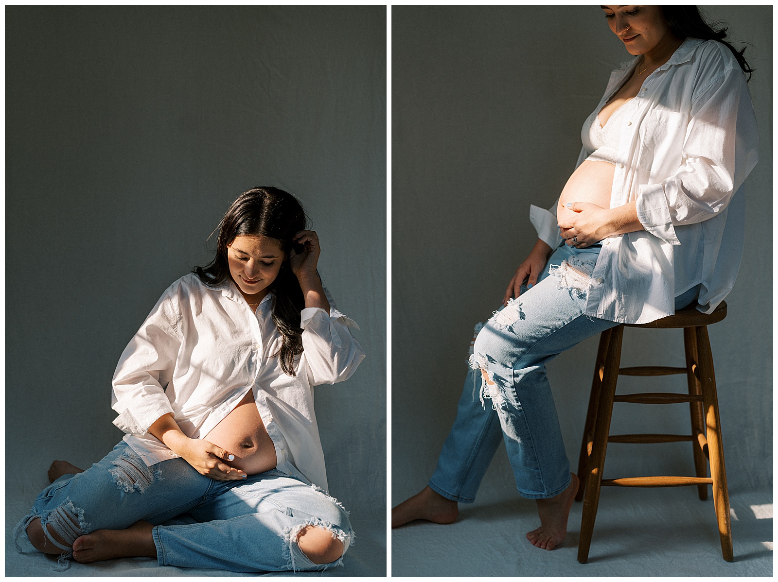 Pregnant mom poses during editorial Knoxville maternity session.