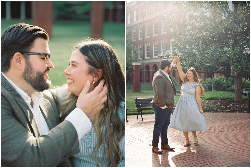 The sweetest couple spin in the sun during dreamy downtown Knoxville summer anniversary session