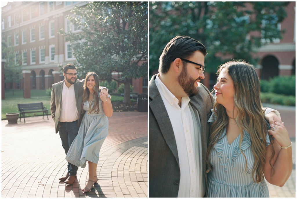 Husband and wife pose together in downtown knoxville for dreamy anniversary session