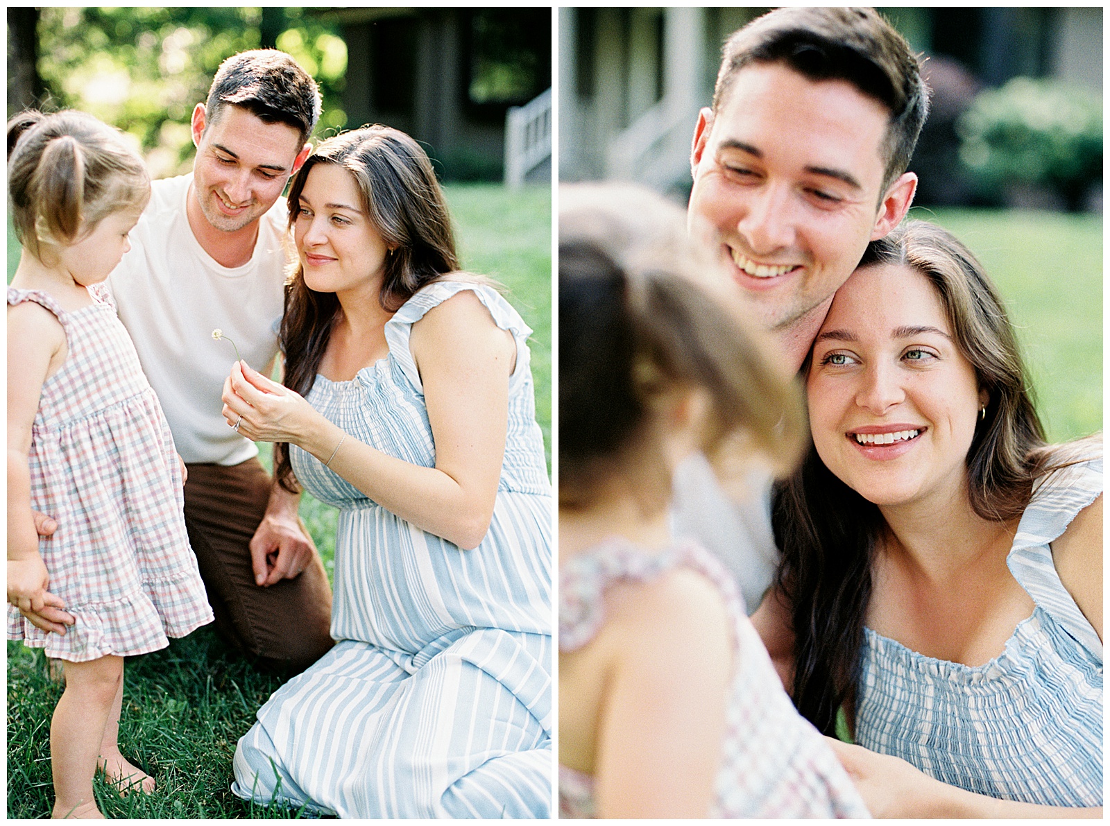 Mom and Dad look lovingly at daughter for knoxville in-home lifestyle session