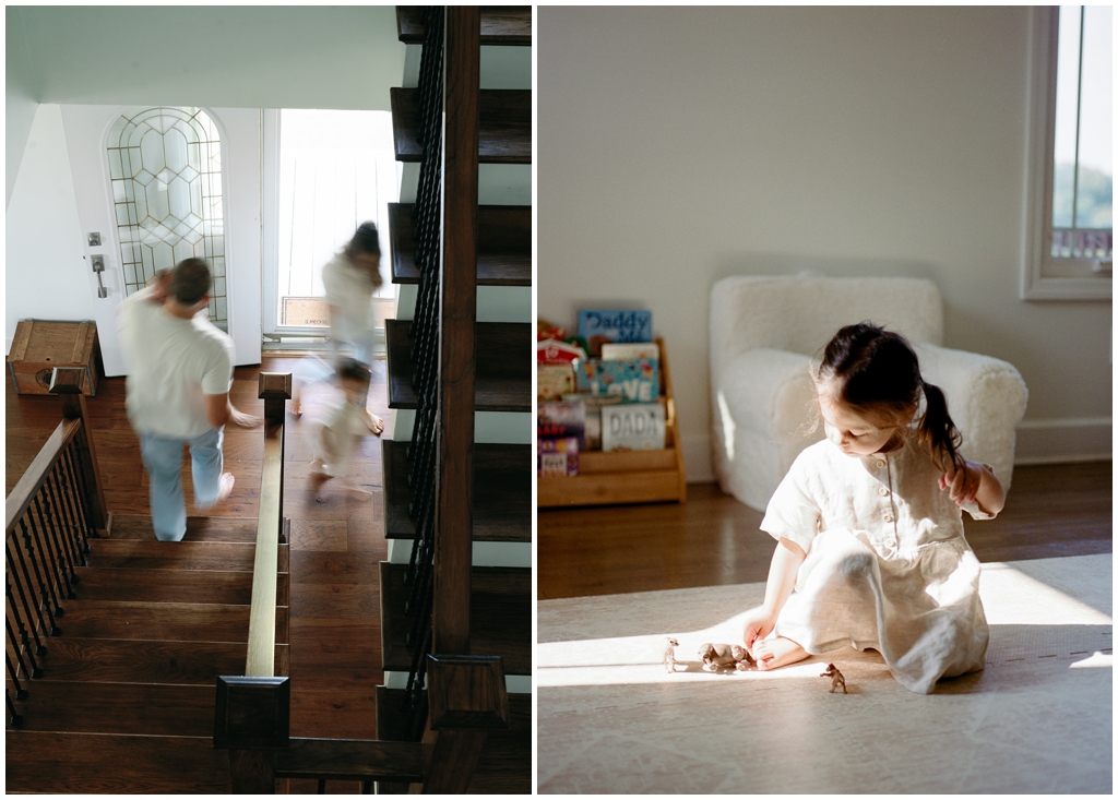 Authentic, in-motion photos taken during a family lifestyle session in Knoxville, Tennessee.