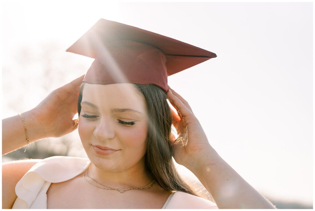 Knoxville cap and gown senior photography at Melton Hill Park.