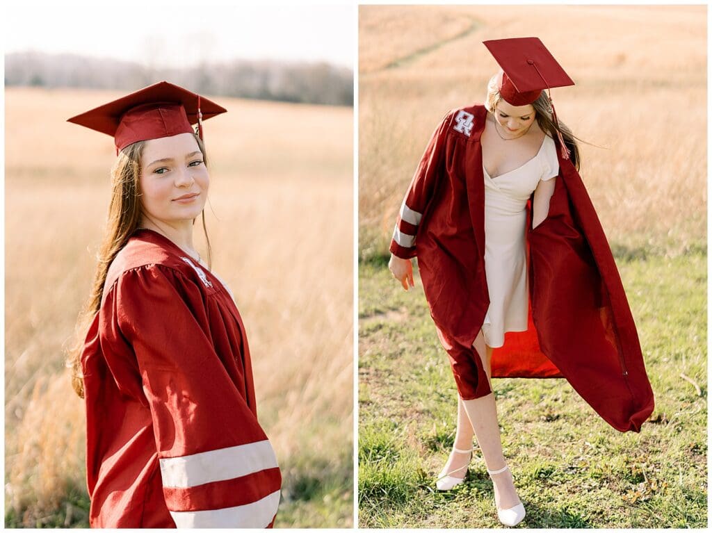 Knoxville cap and gown senior photography at Melton Hill Park.