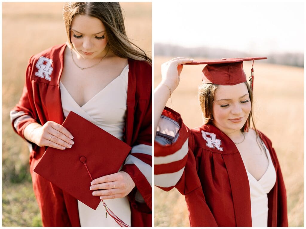Knoxville cap and gown senior photography at Melton Hill Park.