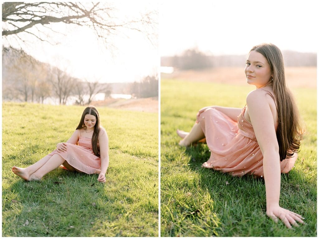 Classic and elegant senior portraits at a meadow in Knoxville. 