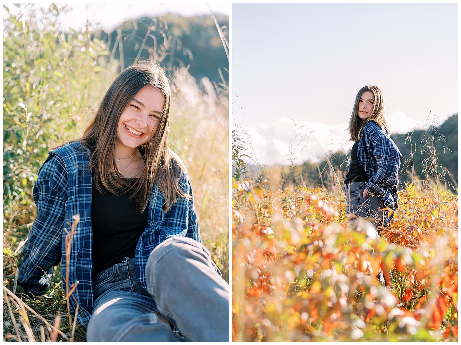 a gorgeous sunset + fall color magic senior session at Melton Hill Park by Holly Michon Photography