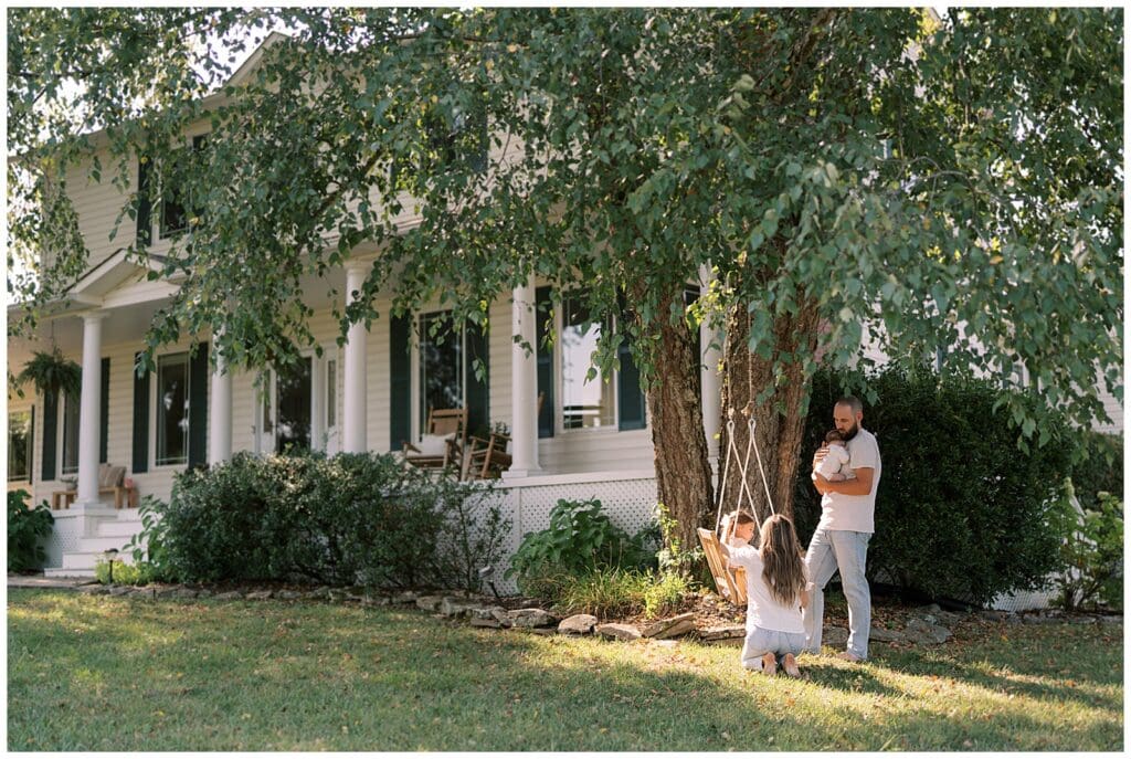 Sweet, sentimental outdoor family photos at home in Knoxville, TN.
