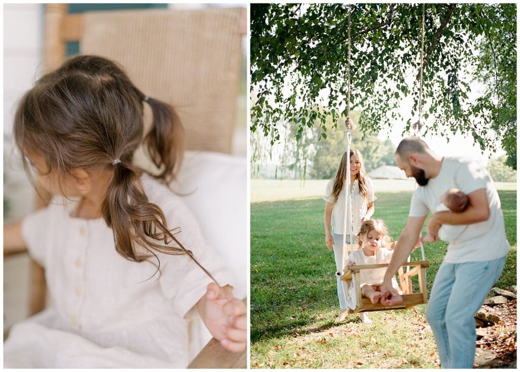 Sweet, sentimental outdoor family photos at home in Knoxville, TN.