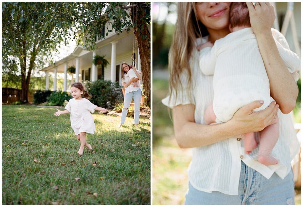 Sweet, sentimental outdoor family photos at home in Knoxville, TN.